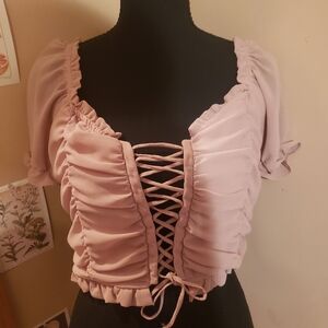 Elegant Pink Ruched Women's Top #balletcore